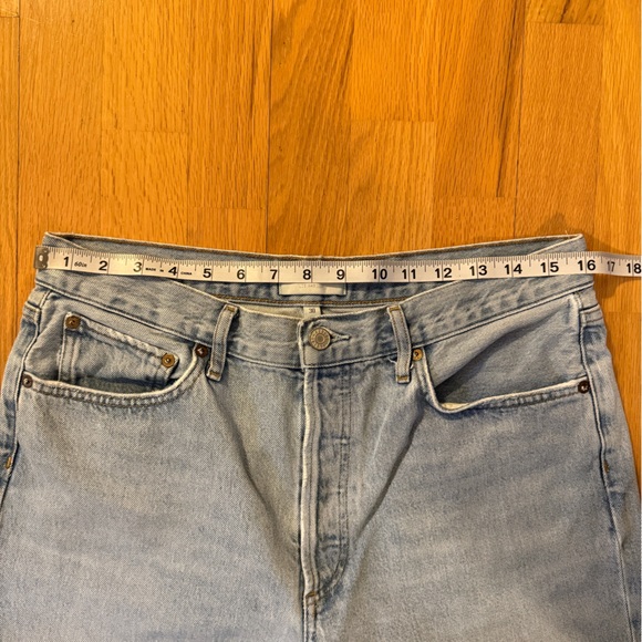 Agolde Riley High Rise Button Fly Straight Crop Denim Jeans Size 30 * Flaws - Picture 11 of 14